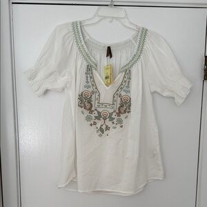 Stetson cotton peasant blouse with beautiful embroidery